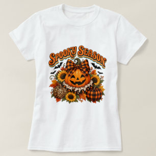 Retro Gruselige Jahreszeit Kürbis-Shirt, Süße Buff T-Shirt