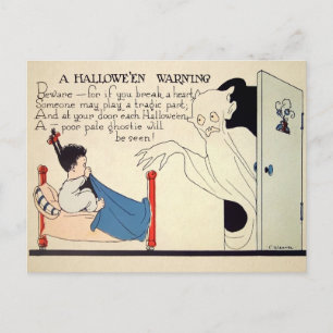 Retro-gruseliger Halloween-Warnbriefkarte Postkarte