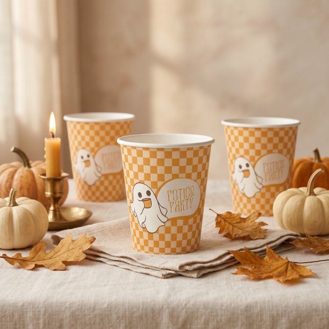 Retro Gruseliger Süßer Geist Halloween Pappbecher (Retro Spooky Cute Ghost Halloween Paper Cups
)