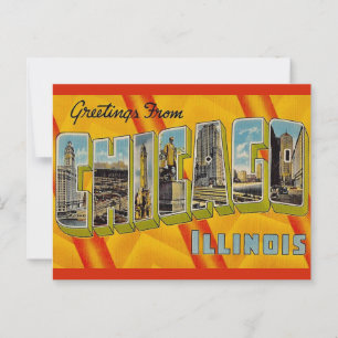 Retro Gruß aus Chicago  Postkarte