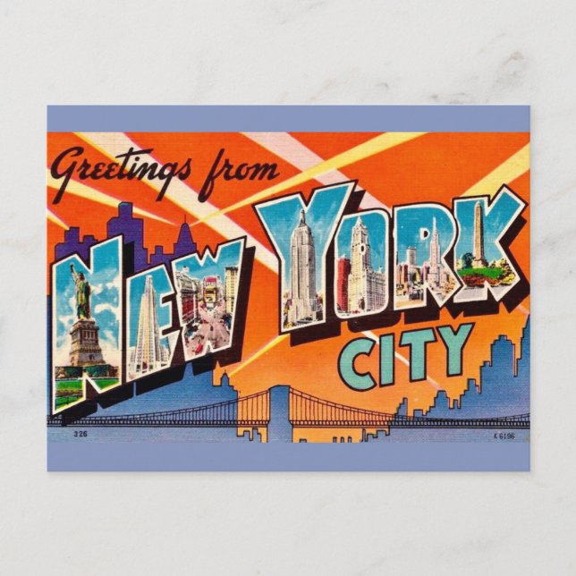 Retro Gruß aus New York Postkarte (Vorderseite)