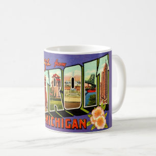 Retro Gruß Detroit Michigan Kaffeetasse