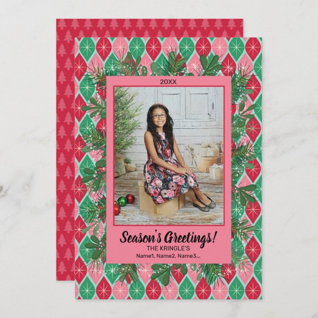 Retro Gruß Foto Weihnachtskarte Feiertagskarte (Vorne/Hinten)