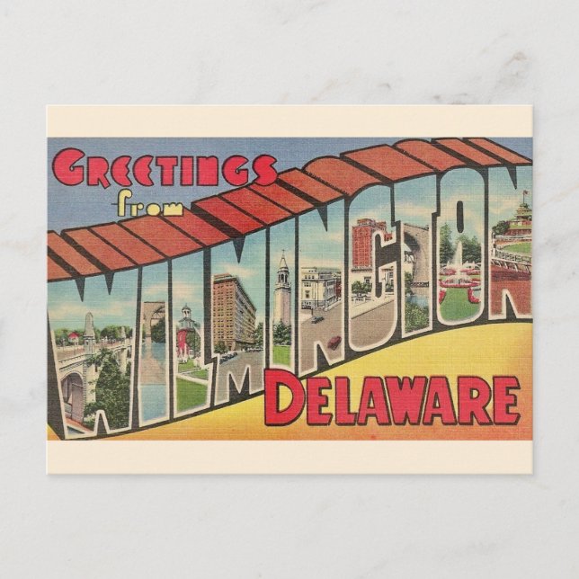 Retro Gruß für Wilmington Delaware Postkarte (Vorderseite)