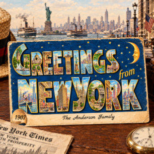 Retro-Grüße aus New York Postkarte