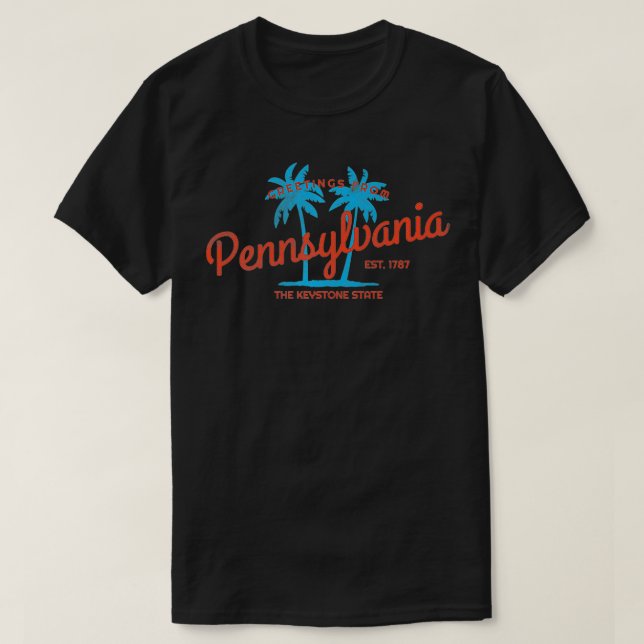 Retro-Grüße aus Pennsylvania Tropical Premium T-Shirt (Design vorne)