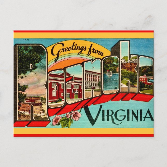 Retro-Grüße aus Roanoke, VA Postkarte (Vorderseite)