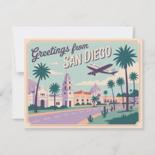 Retro Grüße aus San Diego Klassisch Retro Postkarte