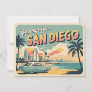 Retro-Grüße aus San Diego Klassisch Retro Postkarte