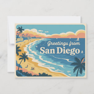 Retro-Grüße aus San Diego Klassisch Retro Postkarte