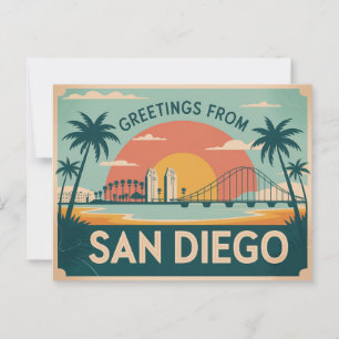 Retro-Grüße aus San Diego Klassisch Retro Postkarte