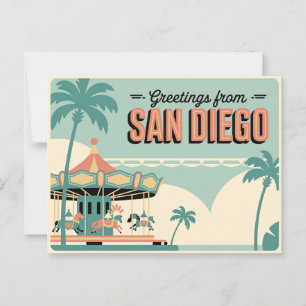 Retro-Grüße aus San Diego Klassisch Retro Postkarte