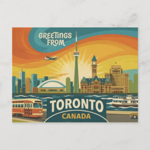 Retro. Grüße aus Toronto Kanada. Feiertagspostkarte