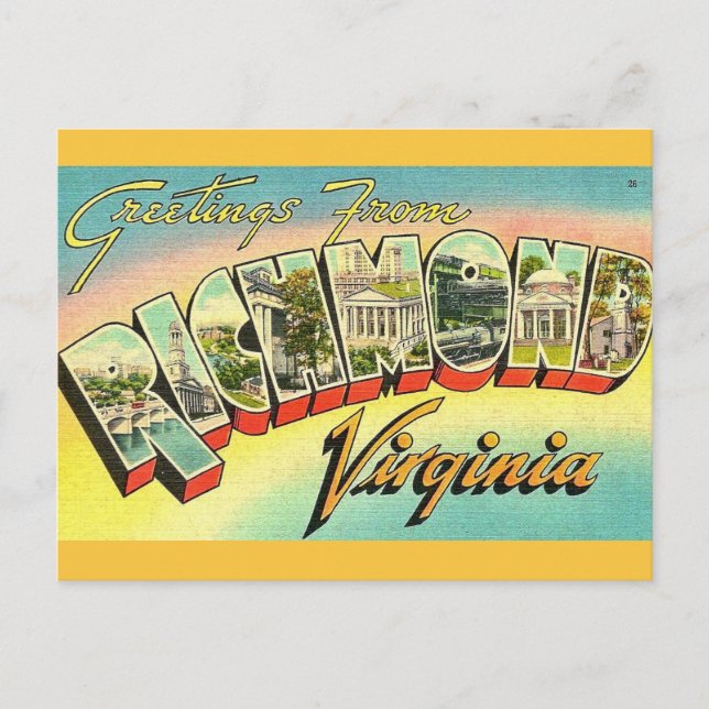 Retro-Grüße von Richmond, VA Postkarte (Vorderseite)