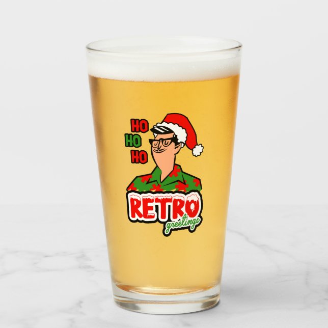 Retro Grüße Weihnachten Glas (Vorne (Gefüllt))
