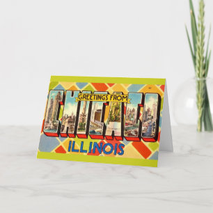 Retro Grußkarte aus Chicago Karte