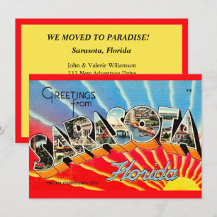 Retro-Grußkarte Umzug Ankündigung Sarasota