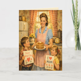 Retro Grußkarte zum Muttertag im Stil der 1950er J Karte