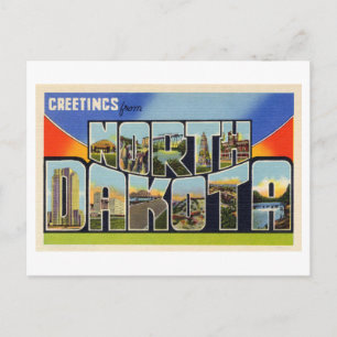 Retro Grußkarten aus North Dakota Postkarte
