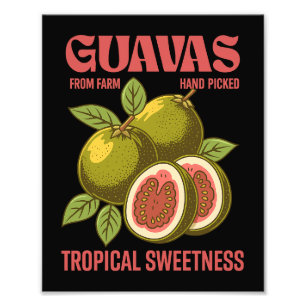 Retro Guavas Fruit Kommerzielle Grafik Art Stil Fotodruck