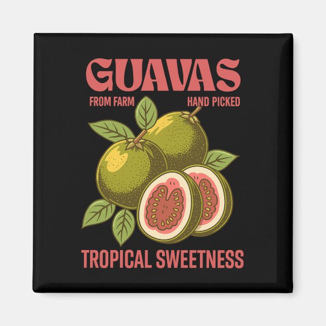 Retro Guavas Fruit Kommerzielle Grafik Art Stil Magnet (Vorne)