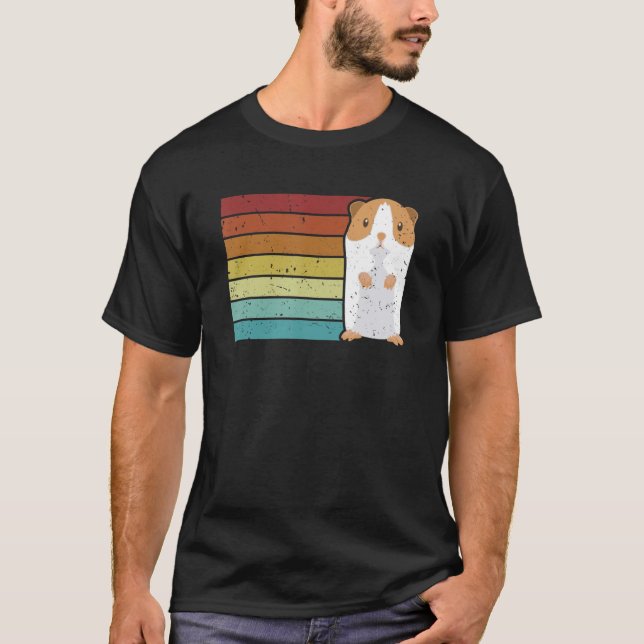 Retro Guinea Pig Langhaar Kurz Haare Züchter Guge T-Shirt (Vorderseite)