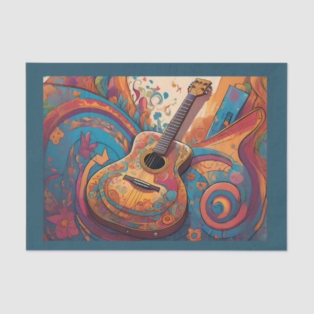 Retro Guitar Decoupage Tissue Paper Seidenpapier (Vorderseite)
