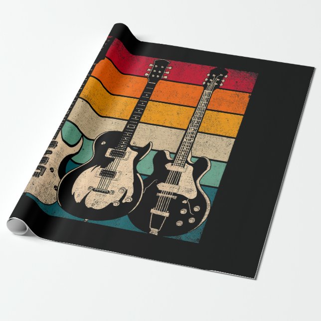 Retro Guitar Geschenkpapier (Ungerollt)