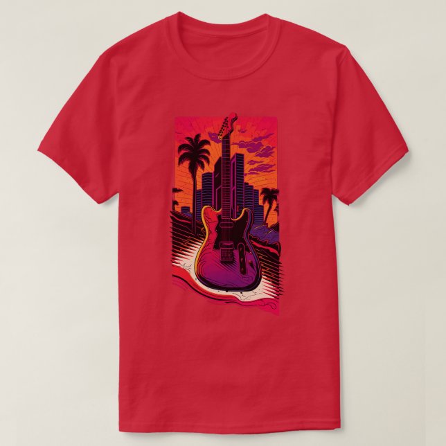 Retro Guitar Gift Guitarist Rock Konzertfestival T-Shirt (Design vorne)