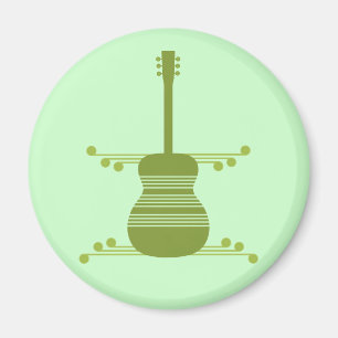 Retro Guitar Magnet, Olive Green Magnet