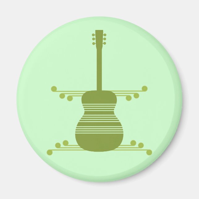 Retro Guitar Magnet, Olive Green Magnet (Vorne)