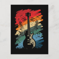 Retro Guitar Musical Notes Musician Gitarrist