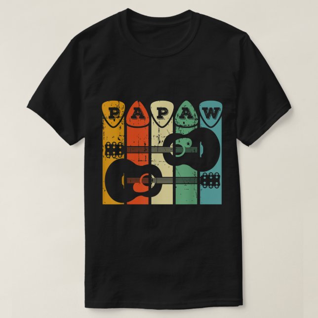 Retro Guitar Papaw Music Design T-Shirt (Design vorne)