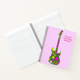 Retro Guitar Pink Customalize & Personalize - Groß Notizbuch