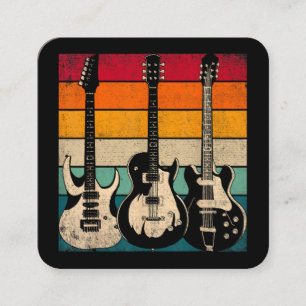 Retro Guitar Quadratische Visitenkarte