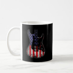 Retro Guitar US Flag gestört 4. Juli Gitarre Kaffeetasse