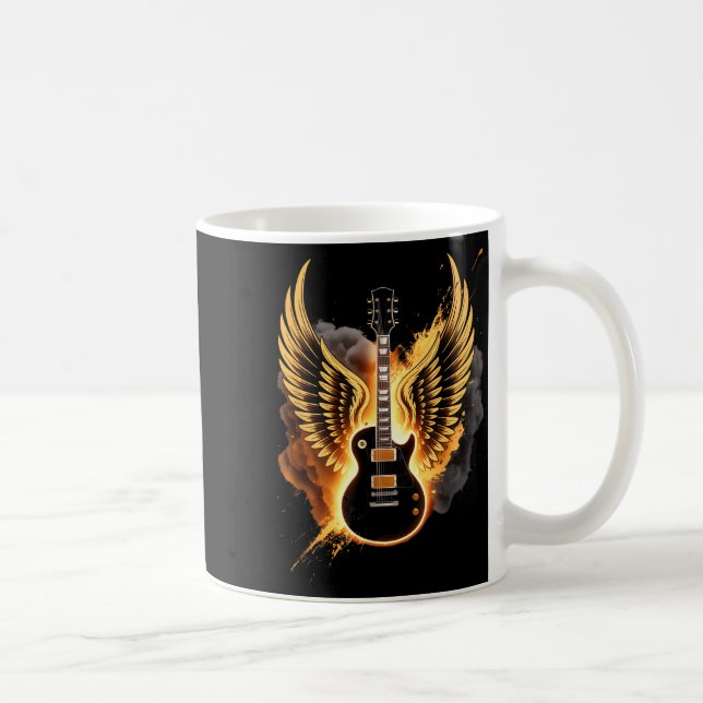 Retro Guitar Wings Abstract Art Rock And Roll Musi Kaffeetasse (Rechts)