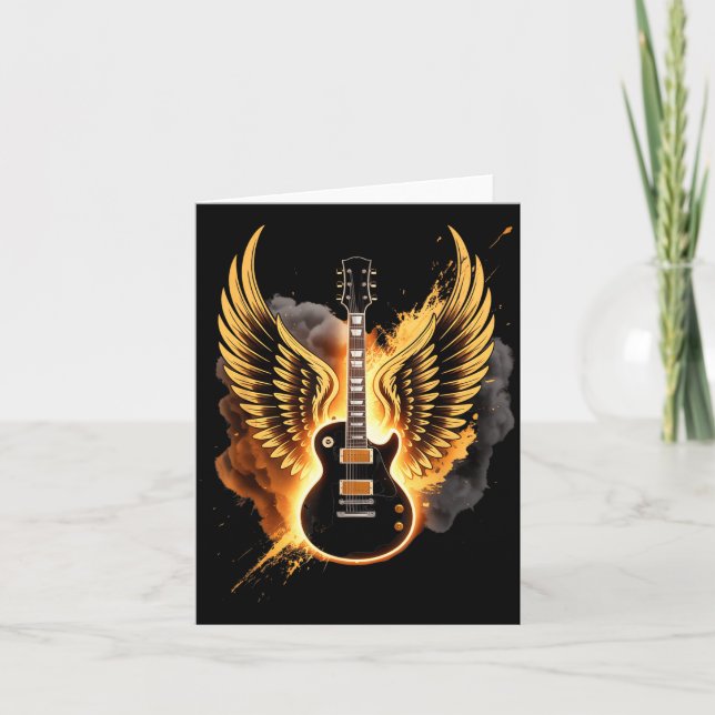 Retro Guitar Wings Abstract Art Rock And Roll Musi Karte (Vorderseite)
