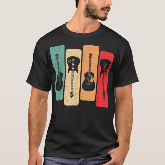 Retro Guitars Guitarist Acoustic Electric Guitar R T-Shirt (Vorderseite)
