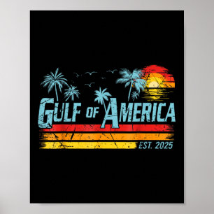 Retro Gulf of US America 2025 American Flag Golf Poster
