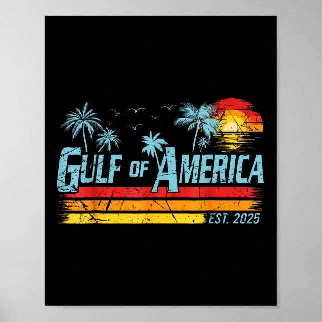 Retro Gulf of US America 2025 American Flag Golf Poster (Vorne)
