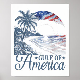 Retro Gulf of US America 2025 American Flag Golf Poster