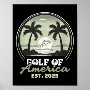 Retro Gulf of US America 2025 American Flag Golf Poster