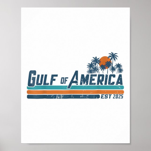Retro Gulf of US America Est 2025 American Flag G Poster (Vorne)