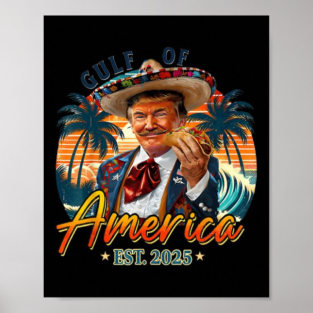Retro Gulf of US America Est 2025 American Flag G Poster (Vorne)