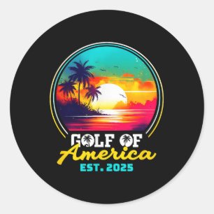 Retro Gulf of US America Est 2025 American Flag G Runder Aufkleber