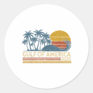 Retro Gulf of US America Est 2025 American Flag G Runder Aufkleber