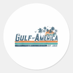 Retro Gulf of US America Est 2025 American Flag G Runder Aufkleber