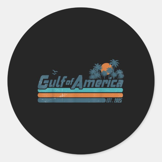 Retro Gulf of US America Est 2025 American Flag G Runder Aufkleber (Vorderseite)