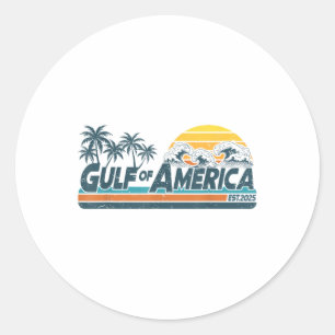 Retro Gulf of US America Est 2025 American Flag G Runder Aufkleber